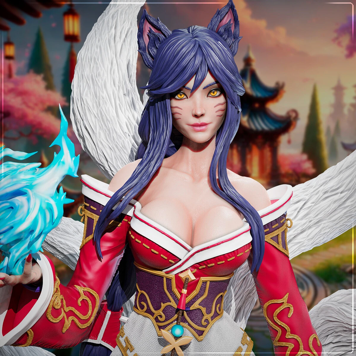 Ahri 3D character sculpture by Amai Takahashi