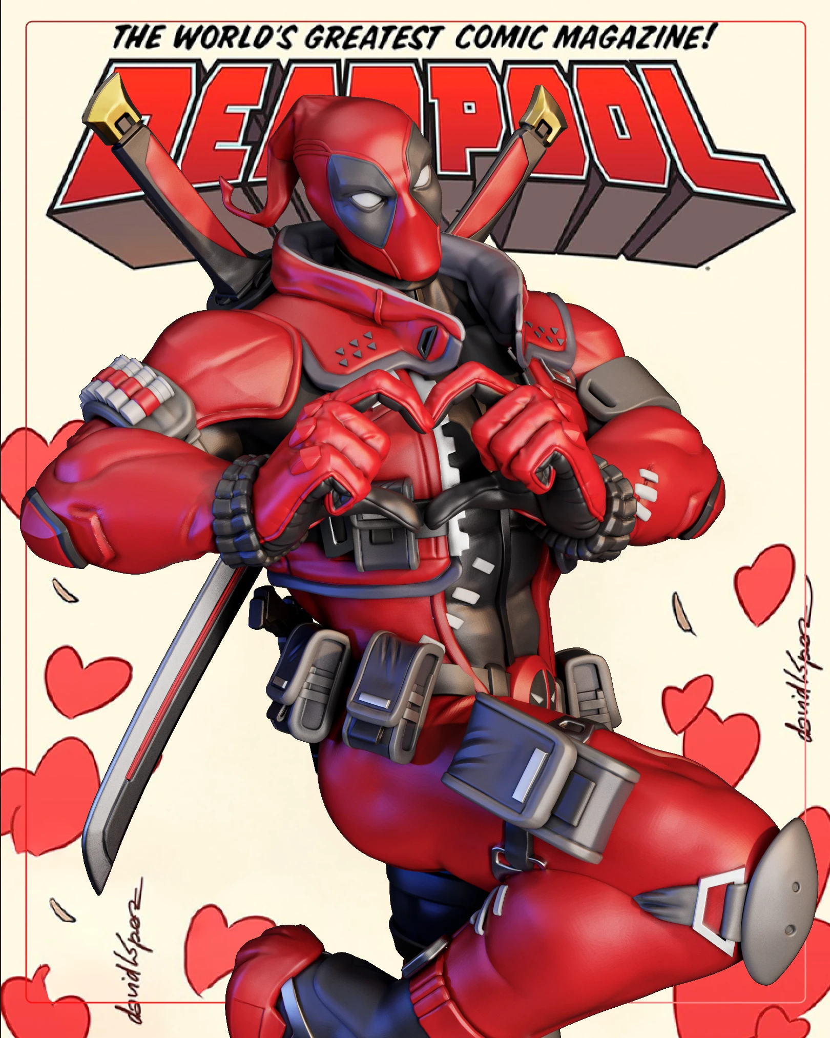 Deadpool 3D collectible sculpture by Amai Takahashi